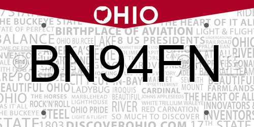 BN94FN Ohio License Plate
