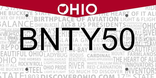 BNTY50 Ohio License Plate