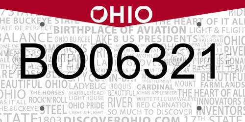BO06321 Ohio License Plate