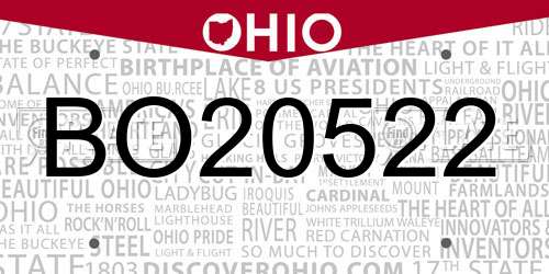 BO20522 Ohio License Plate