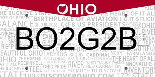 BO2G2B Ohio License Plate