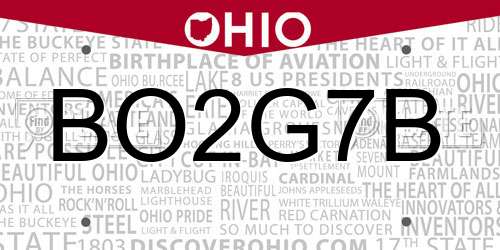 BO2G7B Ohio License Plate