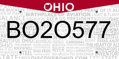BO2O577 Ohio License Plate
