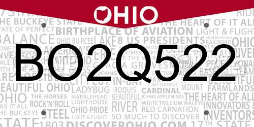 BO2Q522 Ohio License Plate