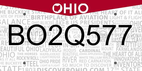 BO2Q577 Ohio License Plate