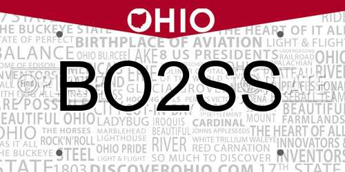 BO2SS Ohio License Plate