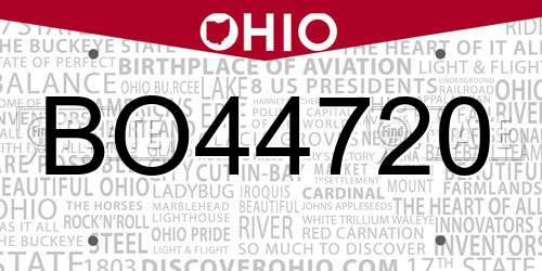 BO44720 Ohio License Plate