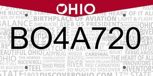 BO4A720 Ohio License Plate