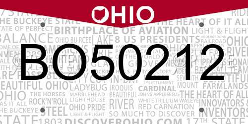 BO50212 Ohio License Plate