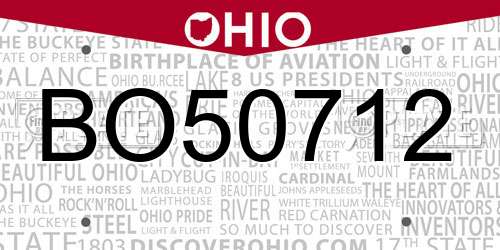 BO50712 Ohio License Plate