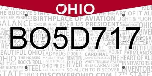 BO5D717 Ohio License Plate