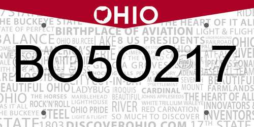 BO5O217 Ohio License Plate