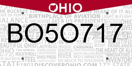 BO5O717 Ohio License Plate