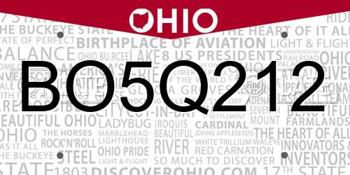 BO5Q212 Ohio License Plate