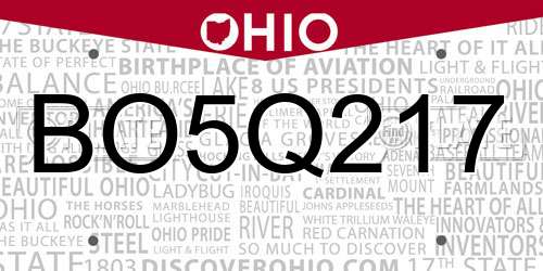BO5Q217 Ohio License Plate
