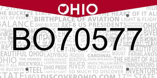 BO70577 Ohio License Plate