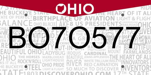 BO7O577 Ohio License Plate