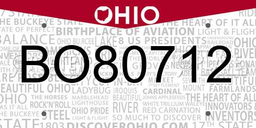 BO80712 Ohio License Plate