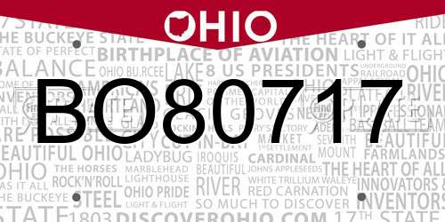BO80717 Ohio License Plate