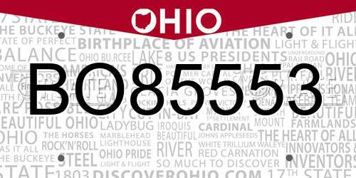 BO85553 Ohio License Plate
