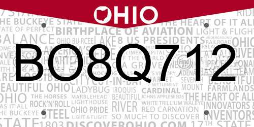 BO8Q712 Ohio License Plate