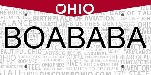 BOABABA Ohio License Plate