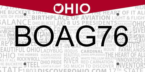 BOAG76 Ohio License Plate