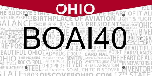 BOAI40 Ohio License Plate