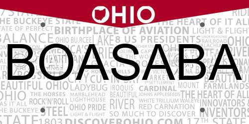 BOASABA Ohio License Plate