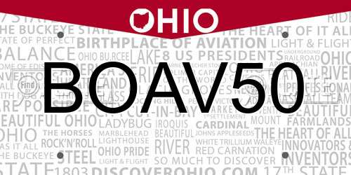 BOAV50 Ohio License Plate