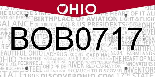 BOB0717 Ohio License Plate