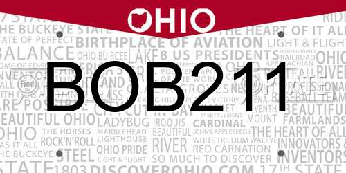 BOB211 Ohio License Plate