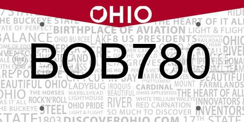 BOB780 Ohio License Plate