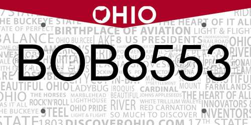 BOB8553 Ohio License Plate