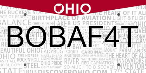 BOBAF4T Ohio License Plate