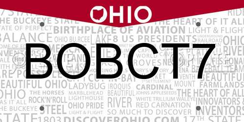BOBCT7 Ohio License Plate