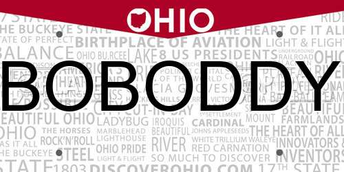 BOBODDY Ohio License Plate