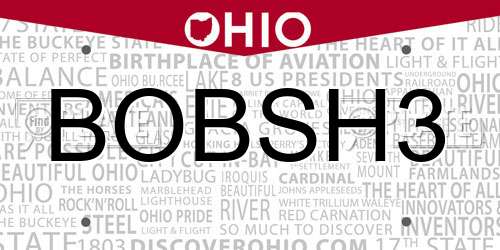 BOBSH3 Ohio License Plate
