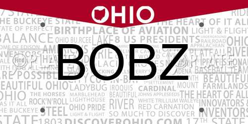BOBZ Ohio License Plate