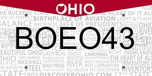 BOEO43 Ohio License Plate