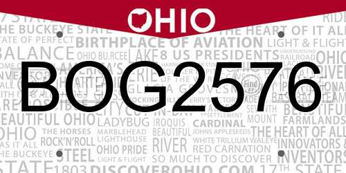 BOG2576 Ohio License Plate