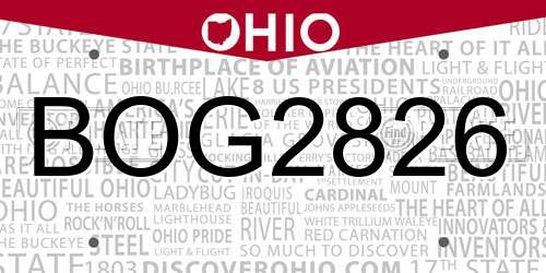 BOG2826 Ohio License Plate