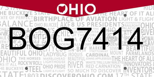 BOG7414 Ohio License Plate