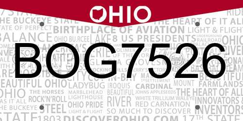 BOG7526 Ohio License Plate