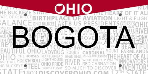 BOGOTA Ohio License Plate