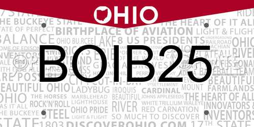 BOIB25 Ohio License Plate