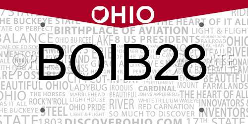 BOIB28 Ohio License Plate