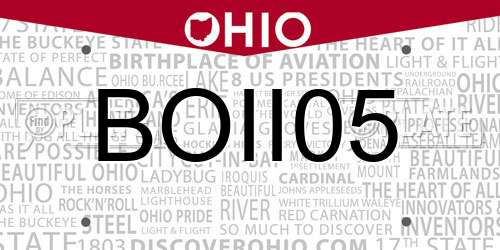 BOII05 Ohio License Plate