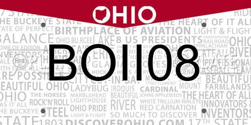 BOII08 Ohio License Plate