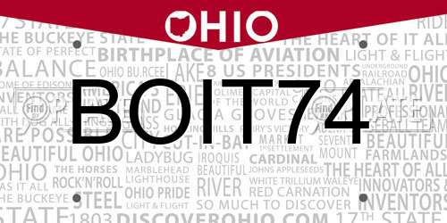 BOIT74 Ohio License Plate